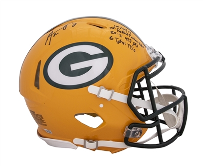Aaron Rodgers Signed & Stats Inscribed Green Bay Packers Full Size Helmet - 6/12 (Fanatics)
